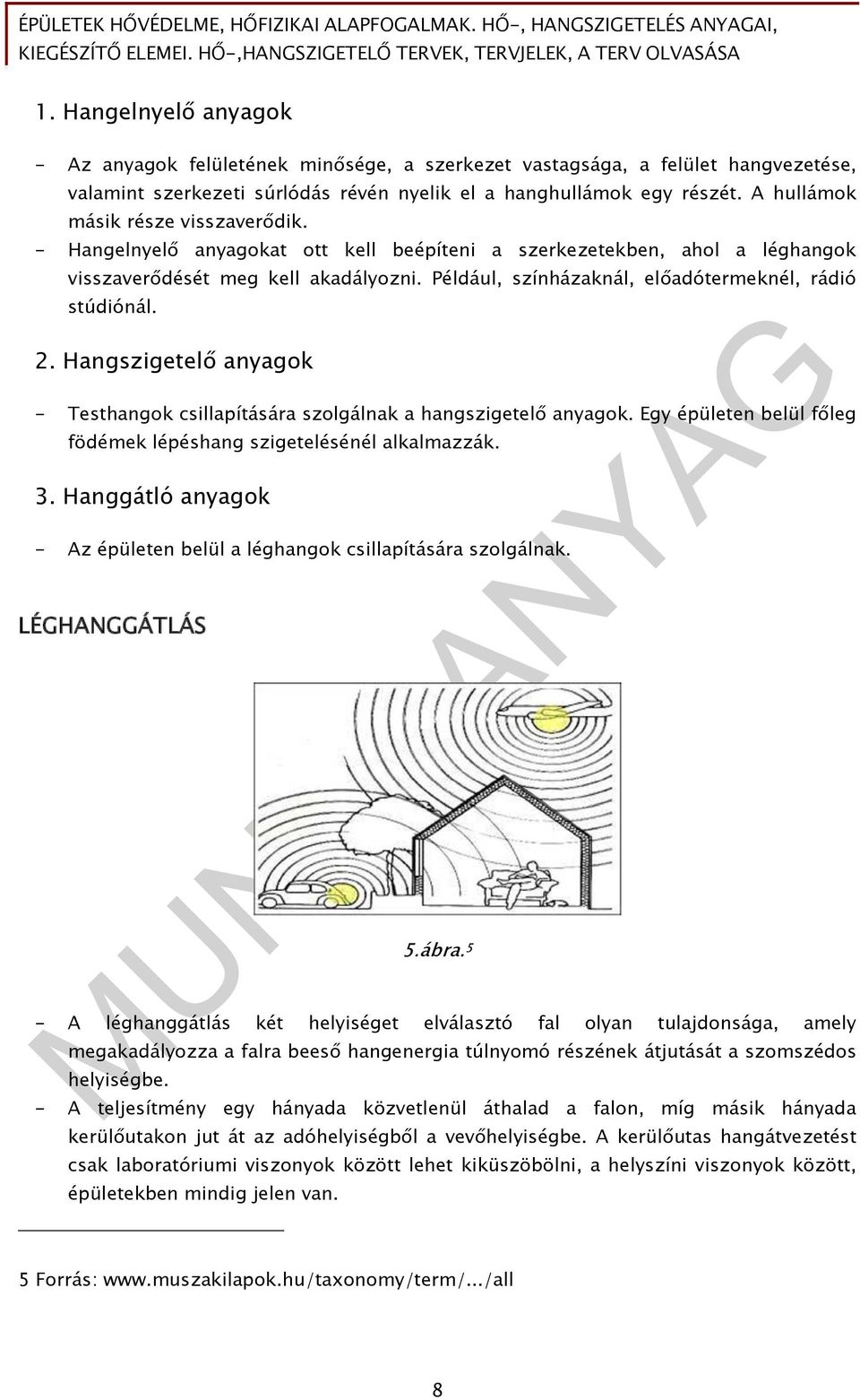 Például, színházaknál, előadótermeknél, rádió stúdiónál. 2. Hangszigetelő anyagok - Testhangok csillapítására szolgálnak a hangszigetelő anyagok.