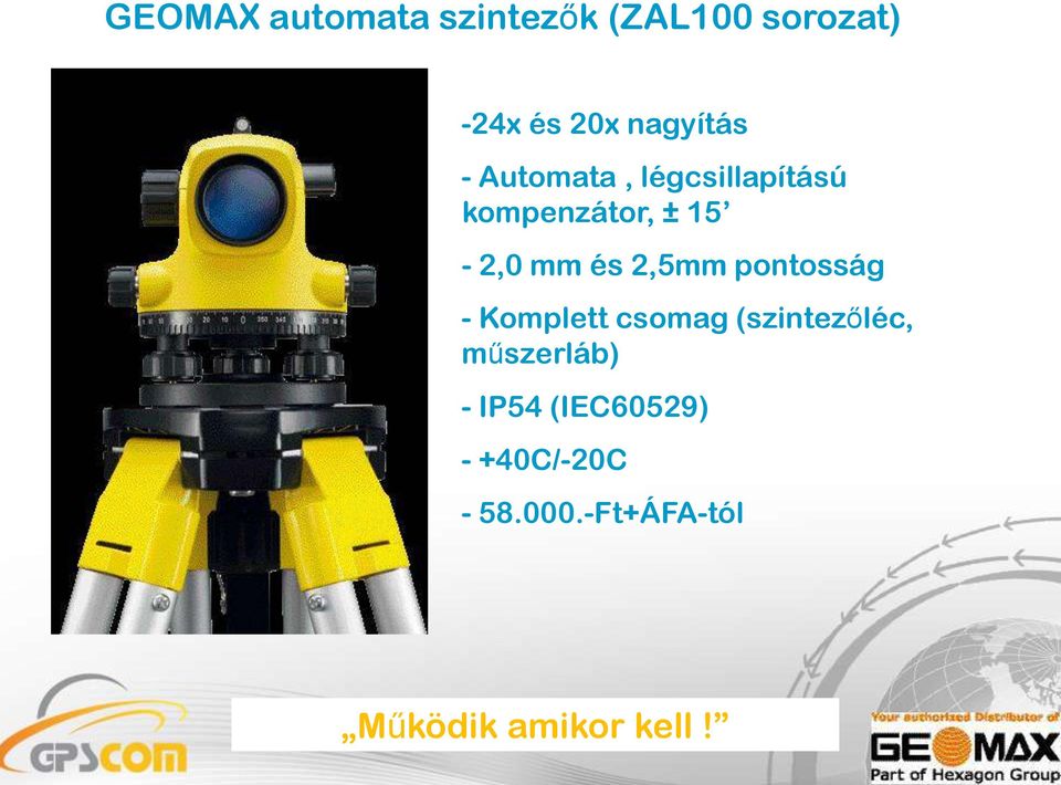 és 2,5mm pontosság - Komplett csomag (szintezőléc, műszerláb)