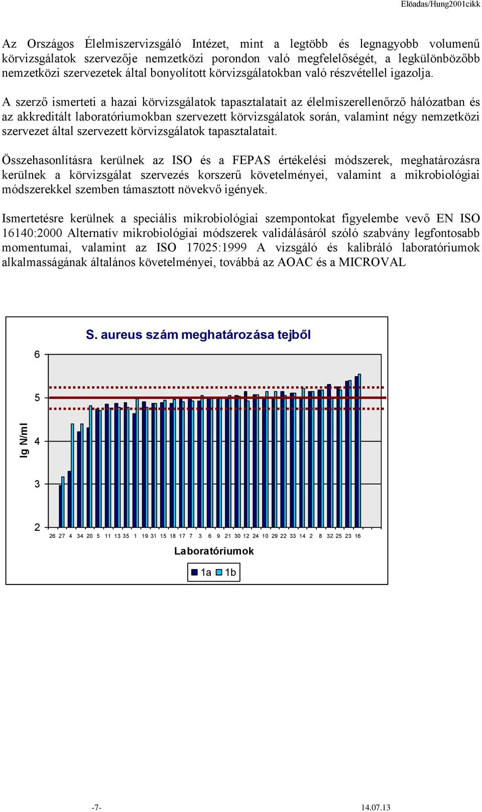 A szerző ismerteti a hazai körvizsgálatok tapasztalatait az élelmiszerellenőrző hálózatban és az akkreditált laboratóriumokban szervezett körvizsgálatok során, valamint négy nemzetközi szervezet