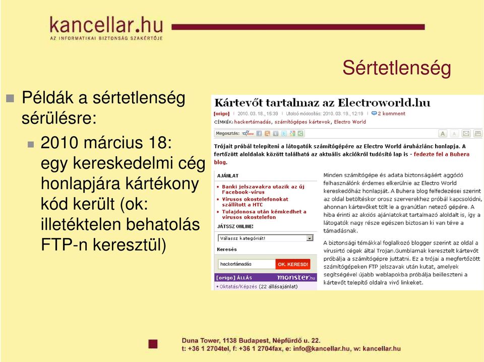 kereskedelmi cég honlapjára kártékony