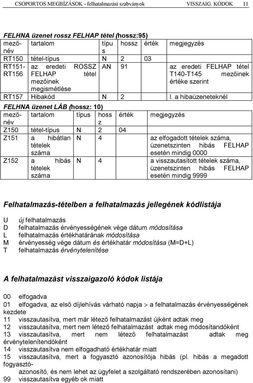 mezőinek mezőinek értéke szerint megismétlése RT157 Hibakód N 2 l.