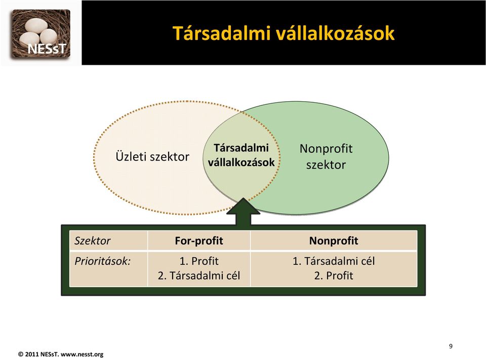 Szektor For profit Nonprofit Prioritások: 1.