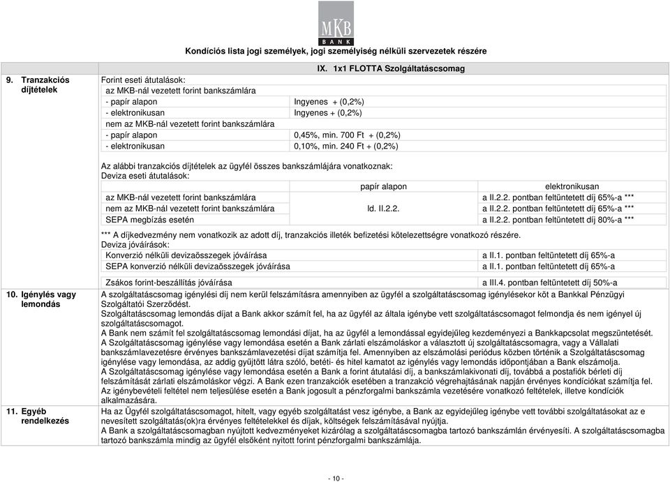 bankszámlára - papír alapon 0,45%, min. 700 Ft + (0,2%) - elektronikusan 0,10%, min.