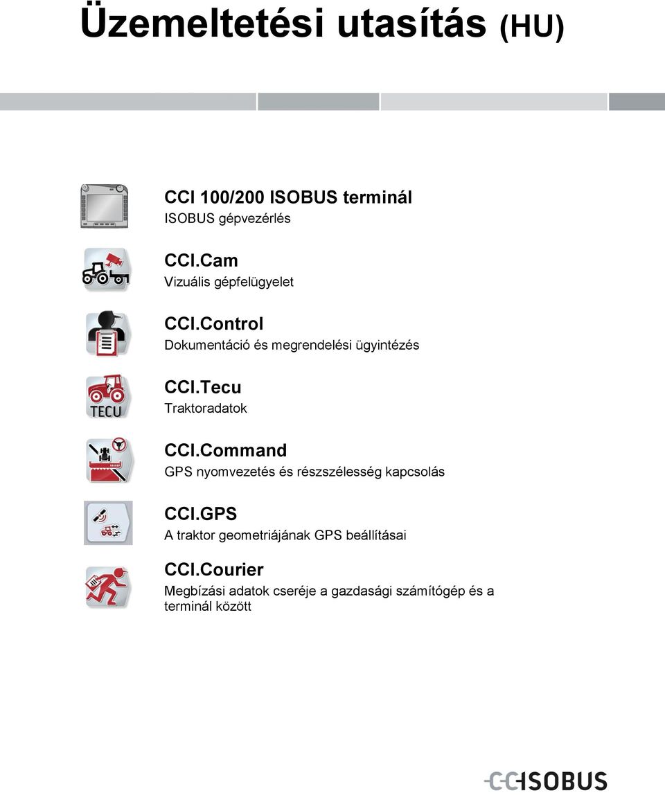 Tecu Traktoradatok CCI.Command GPS nyomvezetés és részszélesség kapcsolás CCI.