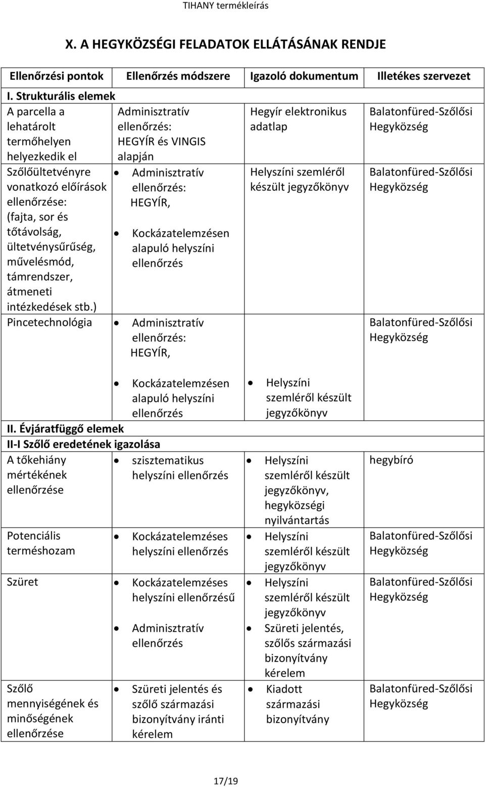intézkedések stb.