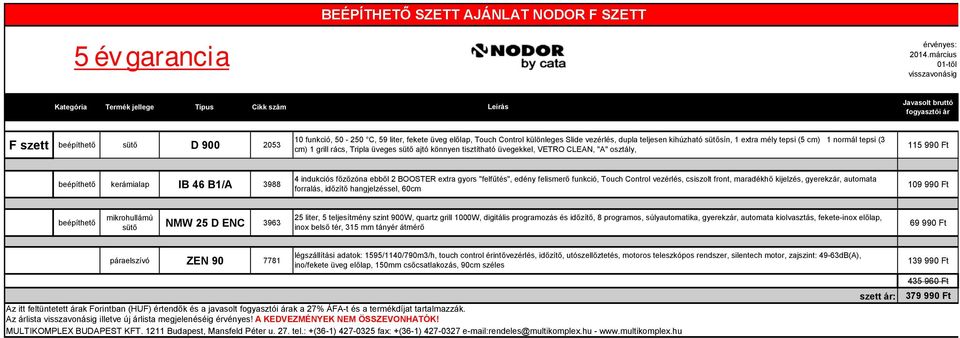 digitális programozás és időzítő, 8 programos, súlyautomatika, gyerekzár, automata kiolvasztás, fekete-inox előlap, sütő NMW 25 D ENC 3963 69 990 Ft inox belső tér, 315 mm tányér átmérő légszállítási