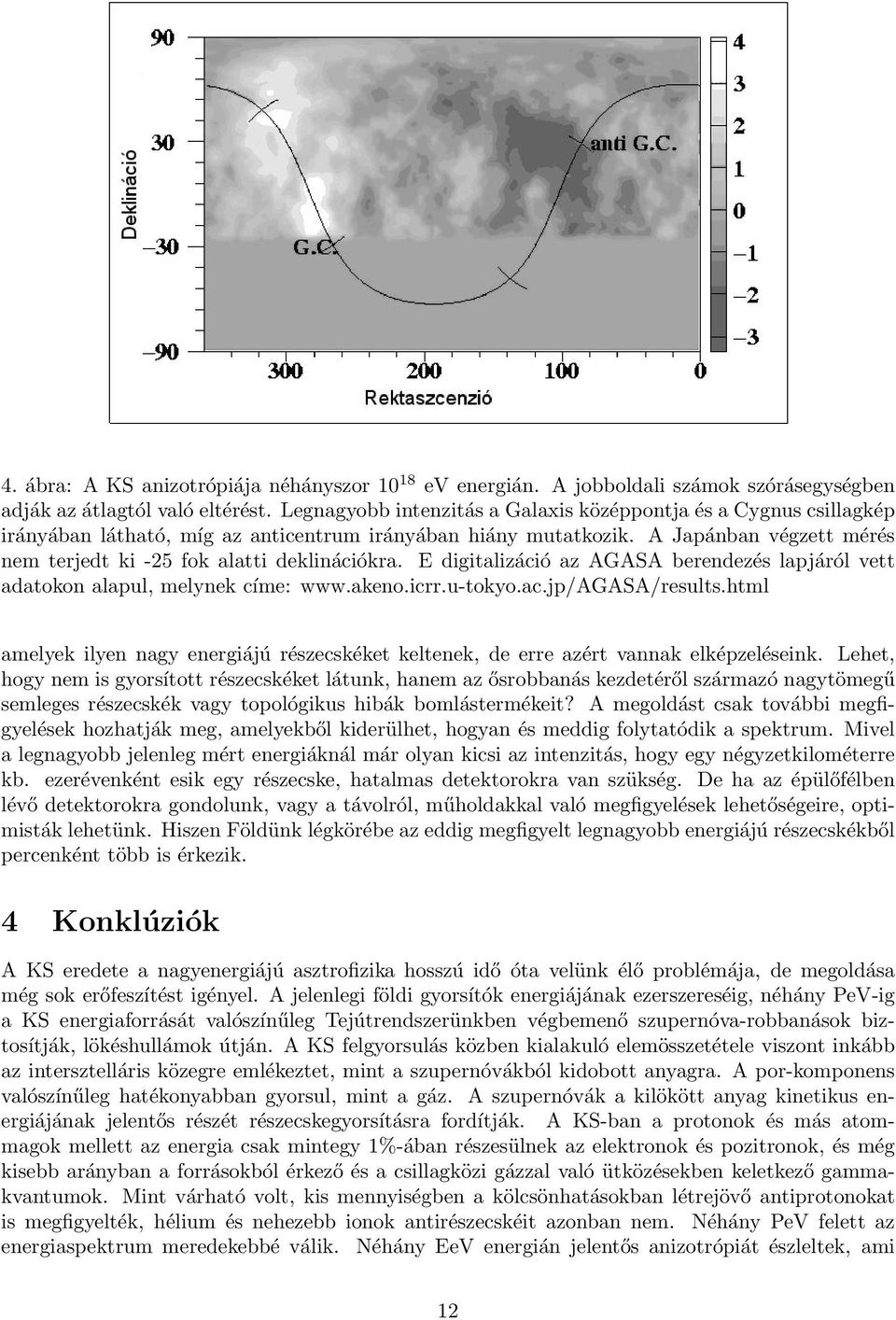 A Japánban végzett mérés nem terjedt ki -25 fok alatti deklinációkra. E digitalizáció az AGASA berendezés lapjáról vett adatokon alapul, melynek címe: www.akeno.icrr.u-tokyo.ac.jp/agasa/results.