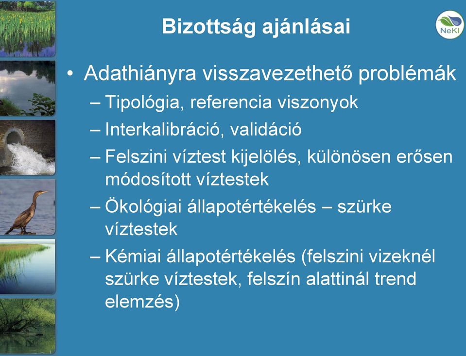 erősen módosított víztestek Ökológiai állapotértékelés szürke víztestek Kémiai