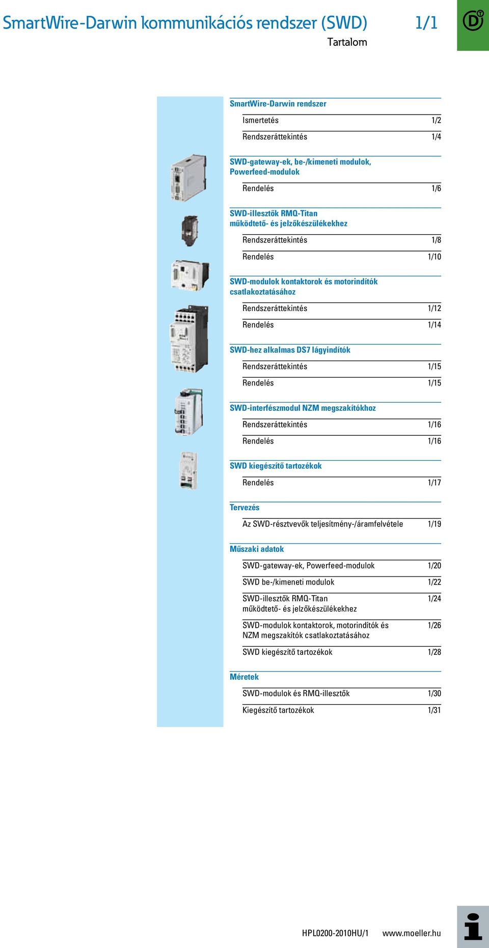 Rendszeráttekintés 1/15 Rendelés 1/15 SWD-interfészmodul NZM megszakítókhoz Rendszeráttekintés 1/1 Rendelés 1/1 SWD kiegészítő tartozékok Rendelés 1/17 Tervezés Az SWD-résztvevők