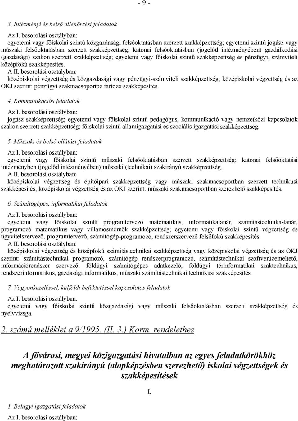 szakképzettség; katonai felsőoktatásban (jogelőd intézményében) gazdálkodási (gazdasági) szakon szerzett szakképzettség; egyetemi vagy főiskolai szintű szakképzettség és pénzügyi, számviteli