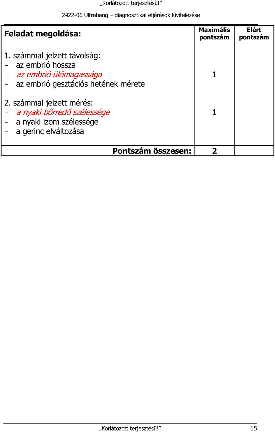 az embrió gesztációs hetének mérete 2.