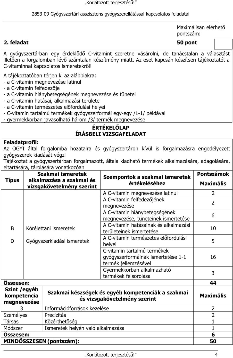 A tájékoztatóban térjen ki az alábbiakra: - a C-vitamin latinul - a C-vitamin felfedezője - a C-vitamin hiánybetegségének és tünetei - a C-vitamin hatásai, alkalmazási területe - a C-vitamin