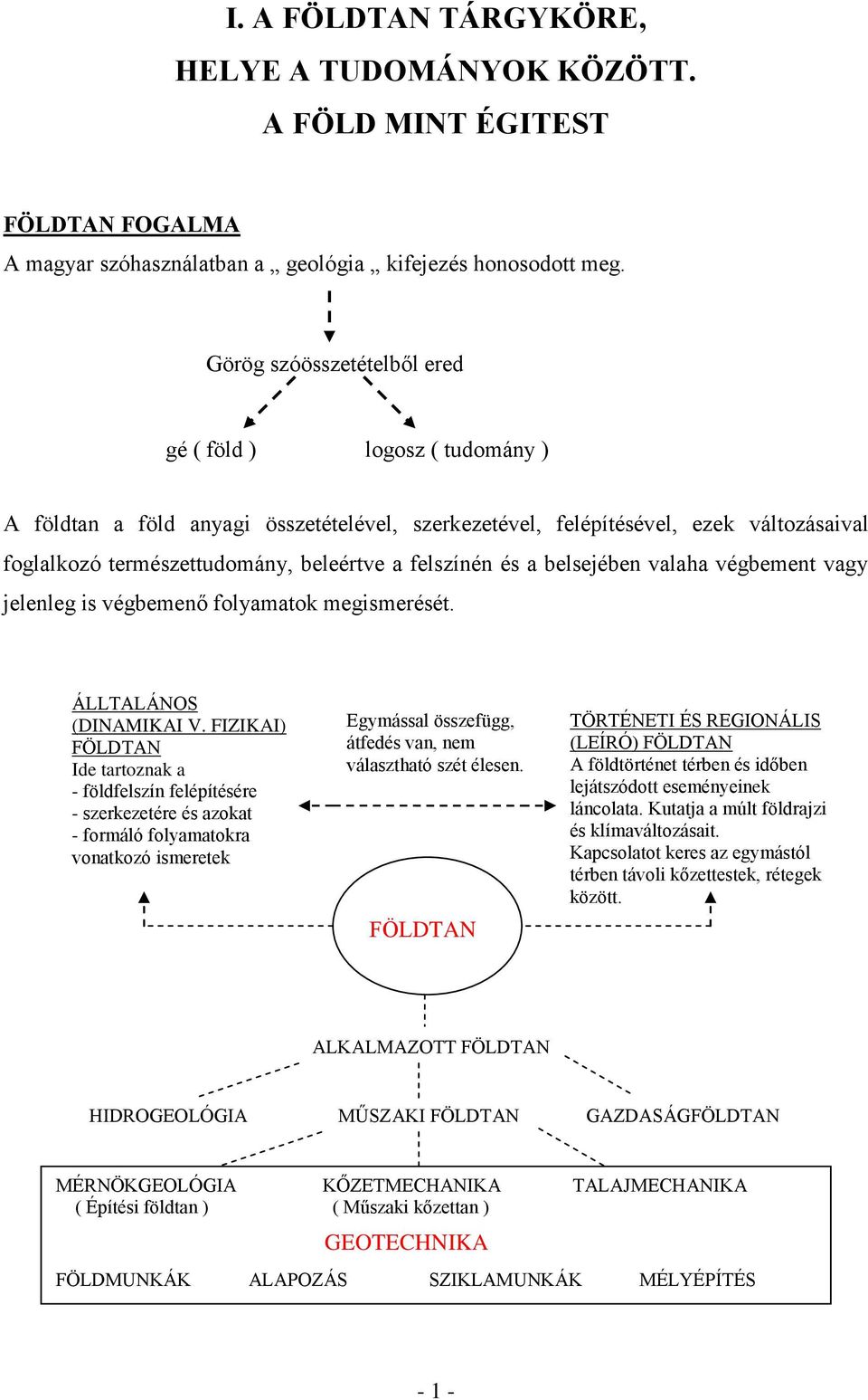 felszínén és a belsejében valaha végbement vagy jelenleg is végbemenő folyamatok megismerését. ÁLLTALÁNOS (DINAMIKAI V.