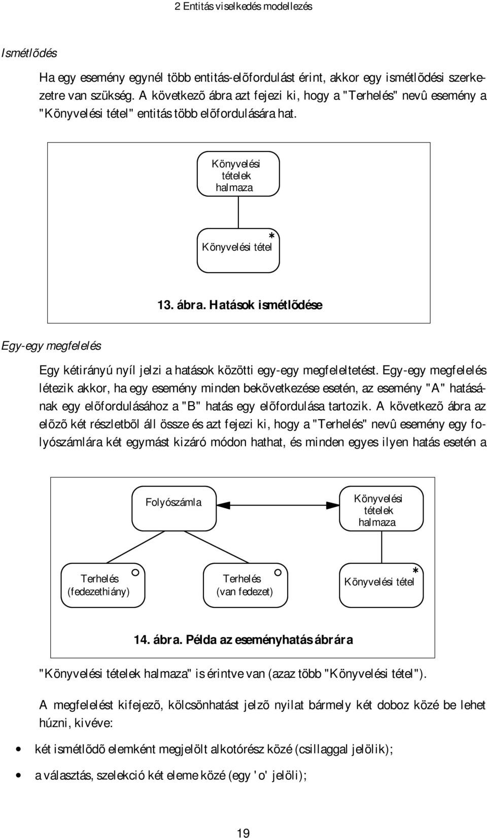 Egy-egy megfelelés létezik akkor, ha egy esemény minden bekövetkezése esetén, az esemény "A" hatásának egy elõfordulásához a "B" hatás egy elõfordulása tartozik.