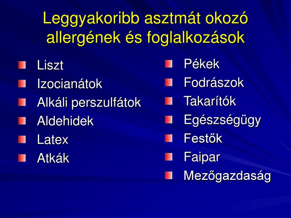 perszulfátok Aldehidek Latex Atkák Pékek