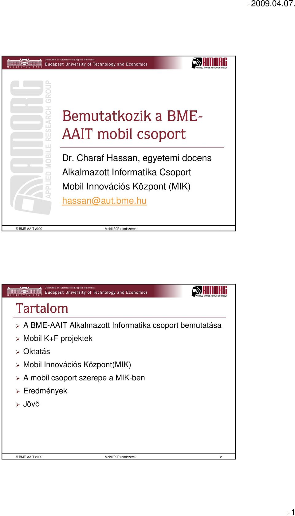 Bemutatkozik a BME- AAIT mobil csoport - PDF Free Download