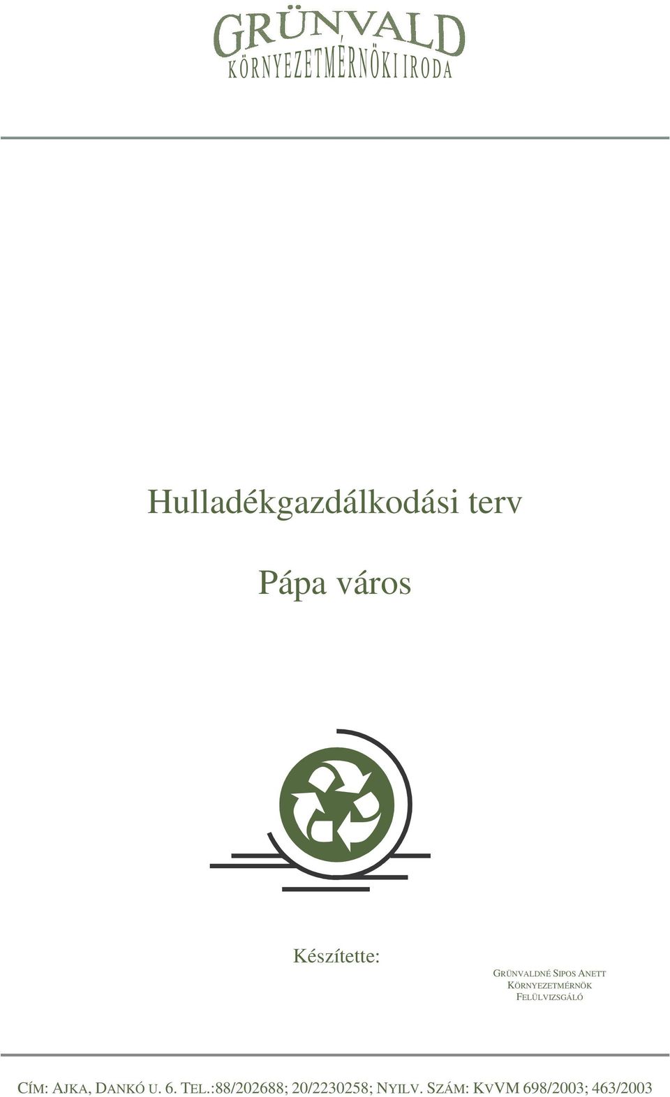 AJKA, DANKÓ U. 6. TEL.