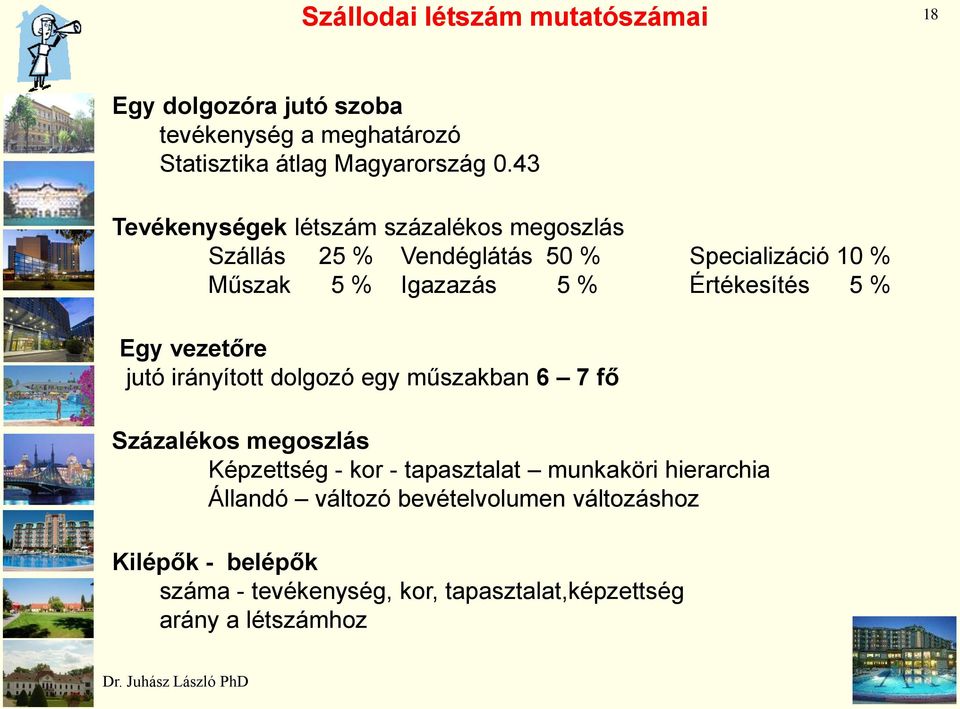 Értékesítés 5 % Egy vezetőre jutó irányított dolgozó egy műszakban 6 7 fő Százalékos megoszlás Képzettség - kor - tapasztalat