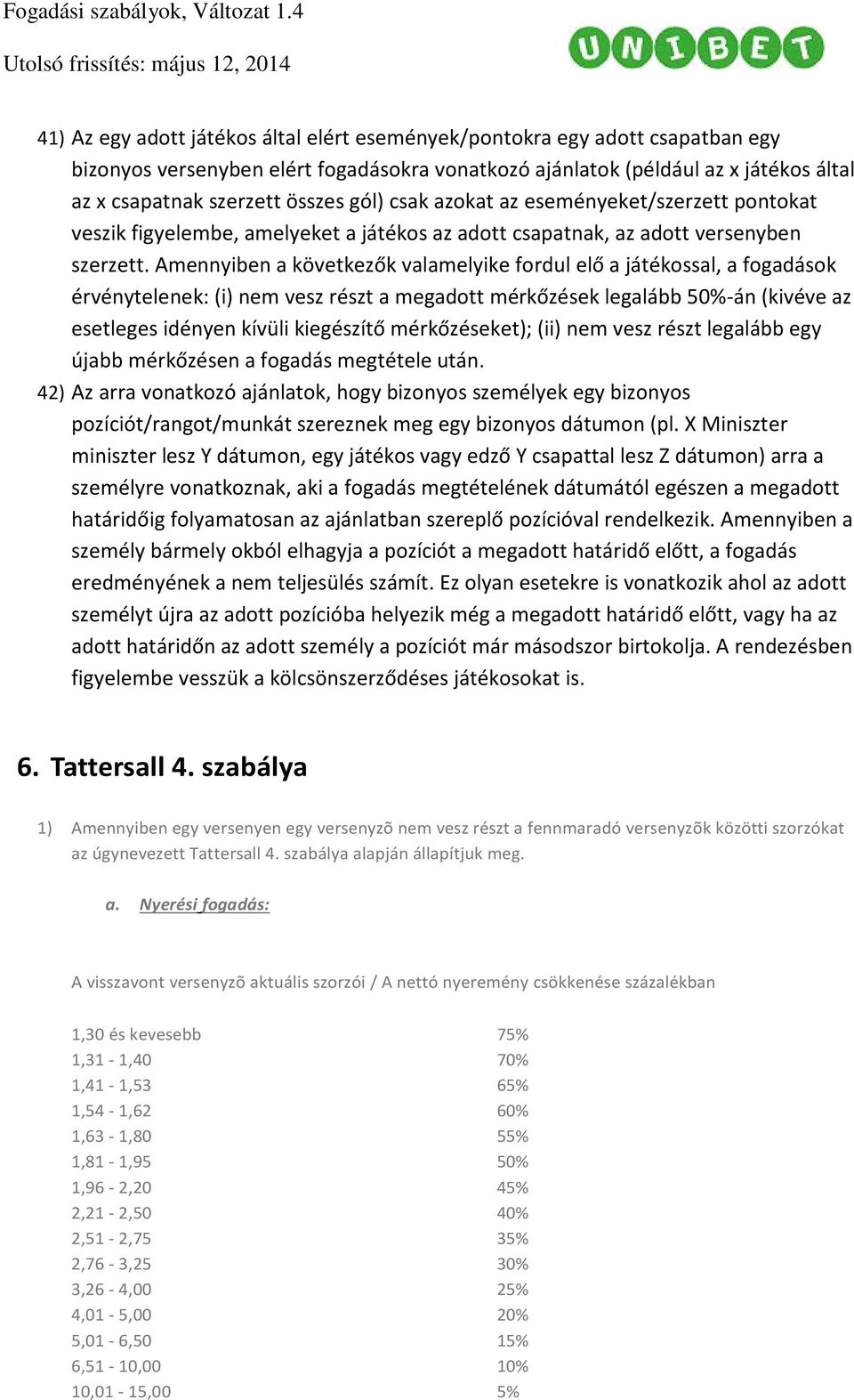 Amennyiben a következők valamelyike fordul elő a játékossal, a fogadások érvénytelenek: (i) nem vesz részt a megadott mérkőzések legalább 50%-án (kivéve az esetleges idényen kívüli kiegészítő