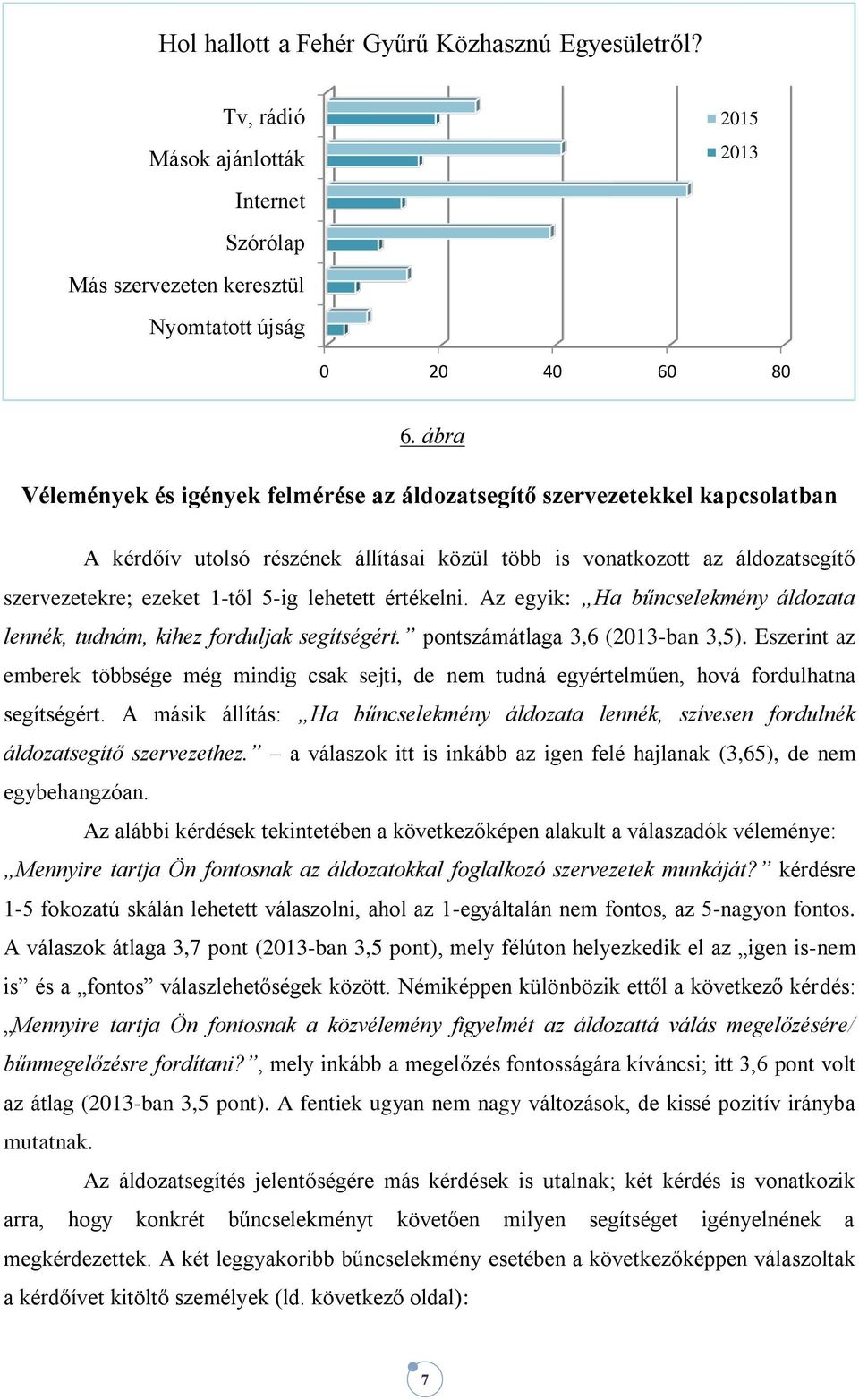 lehetett értékelni. Az egyik: Ha bűncselekmény áldozata lennék, tudnám, kihez forduljak segítségért. pontszámátlaga 3,6 (2013-ban 3,5).