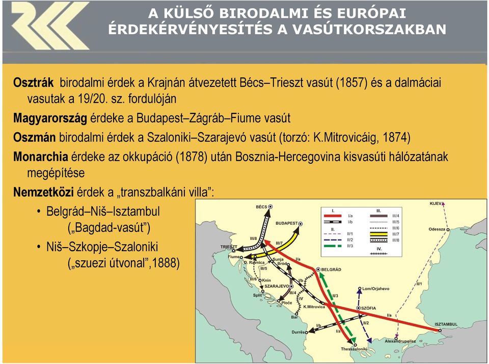 fordulóján Magyarország érdeke a Budapest Zágráb Fiume vasút Oszmán birodalmi érdek a Szaloniki Szarajevó vasút (torzó: K.