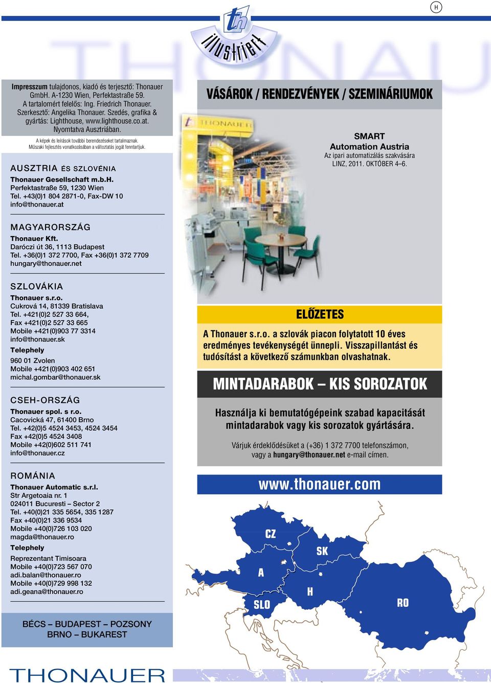 Mıszaki fejlesztés vonatkozásában a változtatás jogát fenntartjuk. Ausztria és Szlovénia Thonauer Gesellschaft m.b.h. Perfektastraße 59, 1230 Wien Tel. +43(0)1 804 2871-0, Fax-DW 10 info@thonauer.