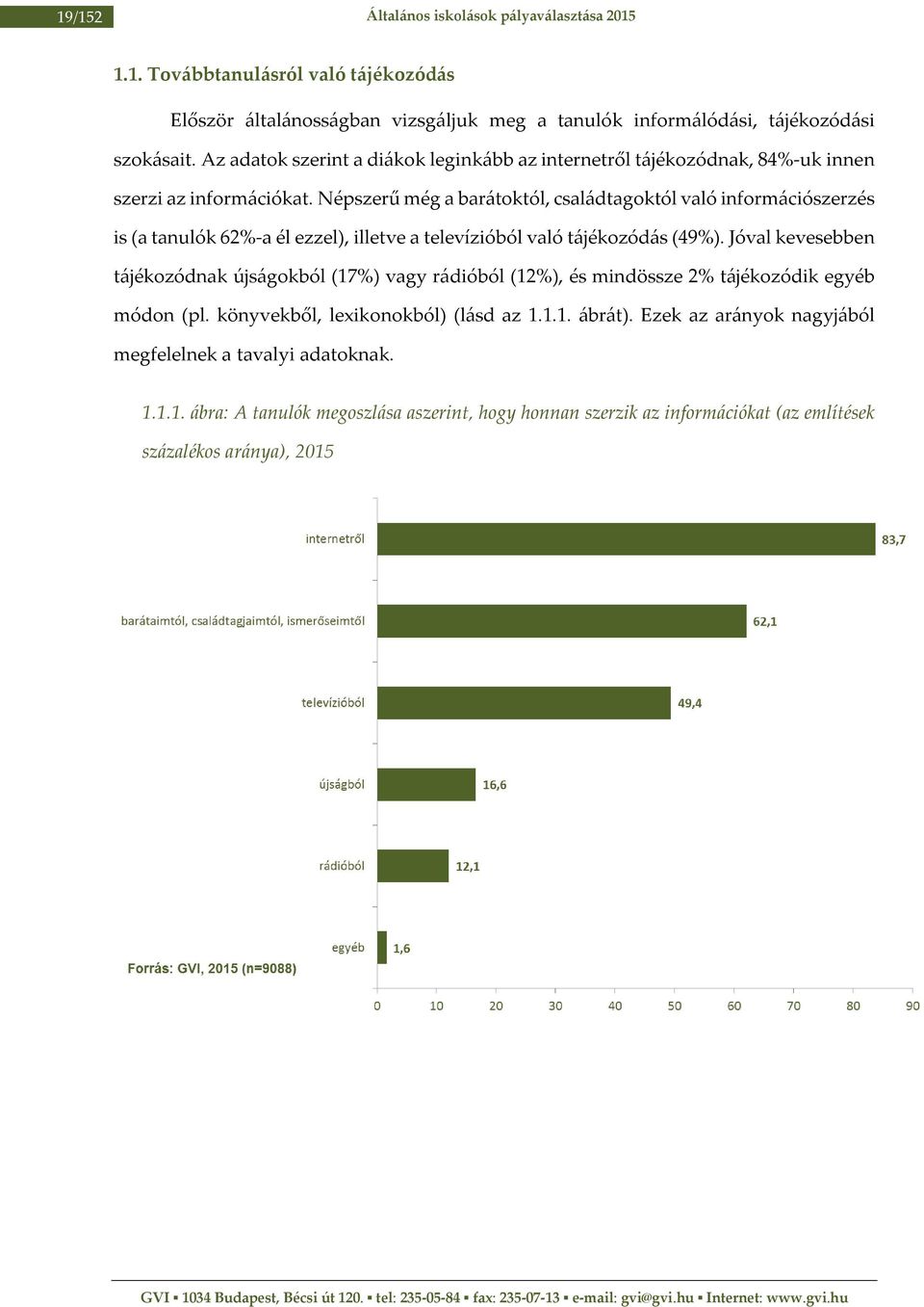 Népszerű még a barátoktól, családtagoktól való információszerzés is (a tanulók 62%-a él ezzel), illetve a televízióból való tájékozódás (49%).