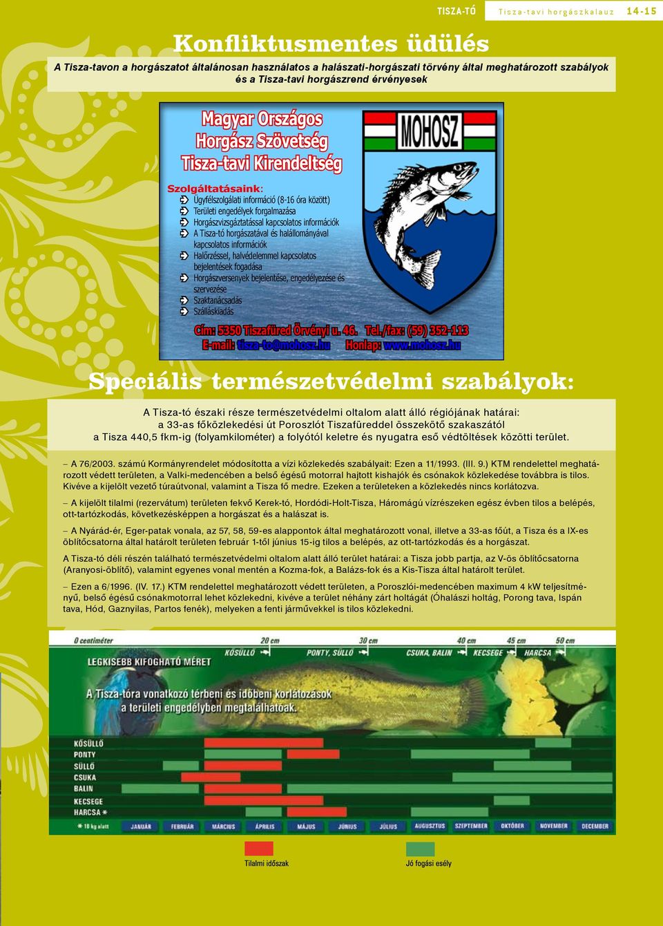 Horgászvizsgáztatással kapcsolatos információk A Tisza-tó horgászatával és halállományával kapcsolatos információk Halőrzéssel, halvédelemmel kapcsolatos bejelentések fogadása Horgászversenyek