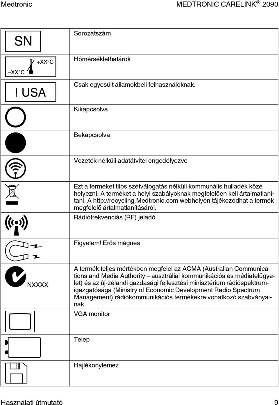 A terméket a helyi szabályoknak megfelelően kell ártalmatlanítani. A http://recycling.medtronic.com webhelyen tájékozódhat a termék megfelelő ártalmatlanításáról.