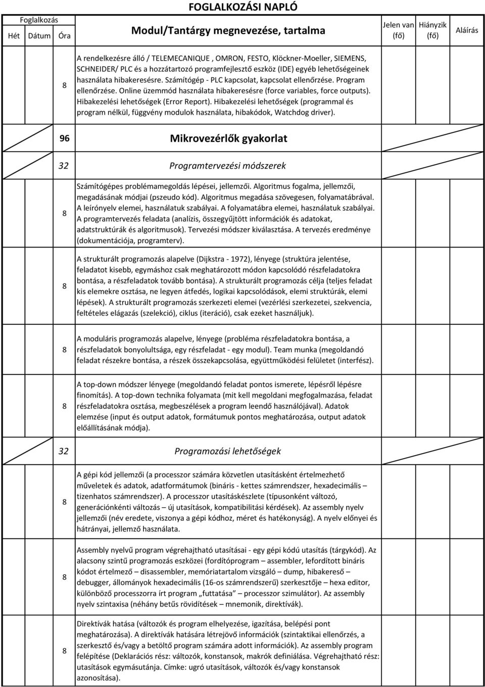 Hibakezelési lehetőségek (Error Report). Hibakezelési lehetőségek (programmal és program nélkül, függvény modulok használata, hibakódok, Watchdog driver).