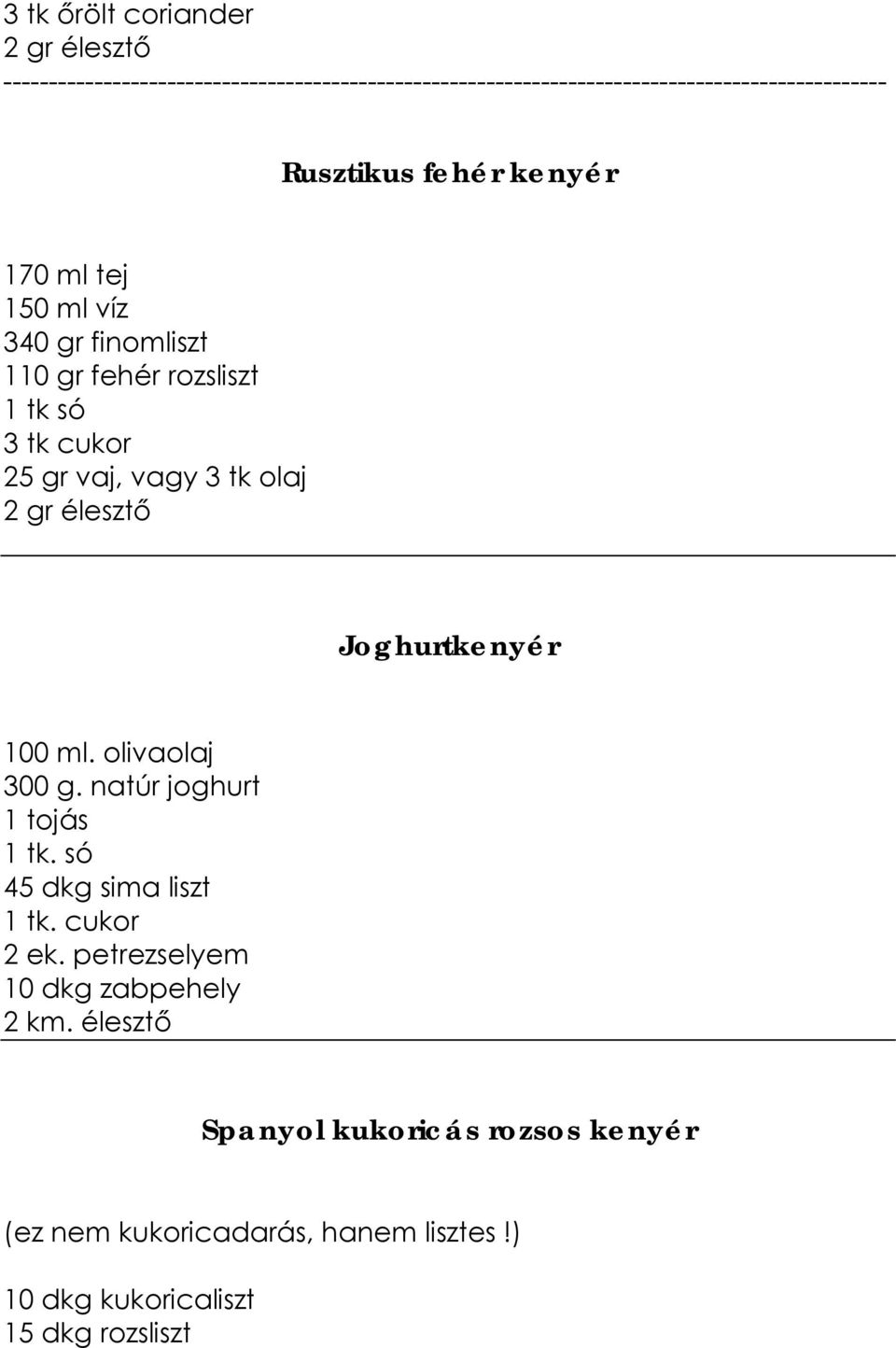 olivaolaj 300 g. natúr joghurt 1 tojás 1 tk. só 45 dkg sima liszt 1 tk. cukor 2 ek.