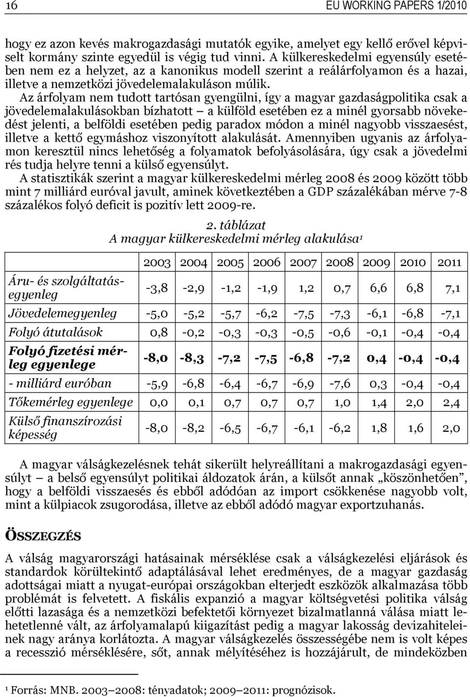 Az árfolyam nem tudott tartósan gyengülni, így a magyar gazdaságpolitika csak a jövedelemalakulásokban bízhatott a külföld esetében ez a minél gyorsabb növekedést jelenti, a belföldi esetében pedig