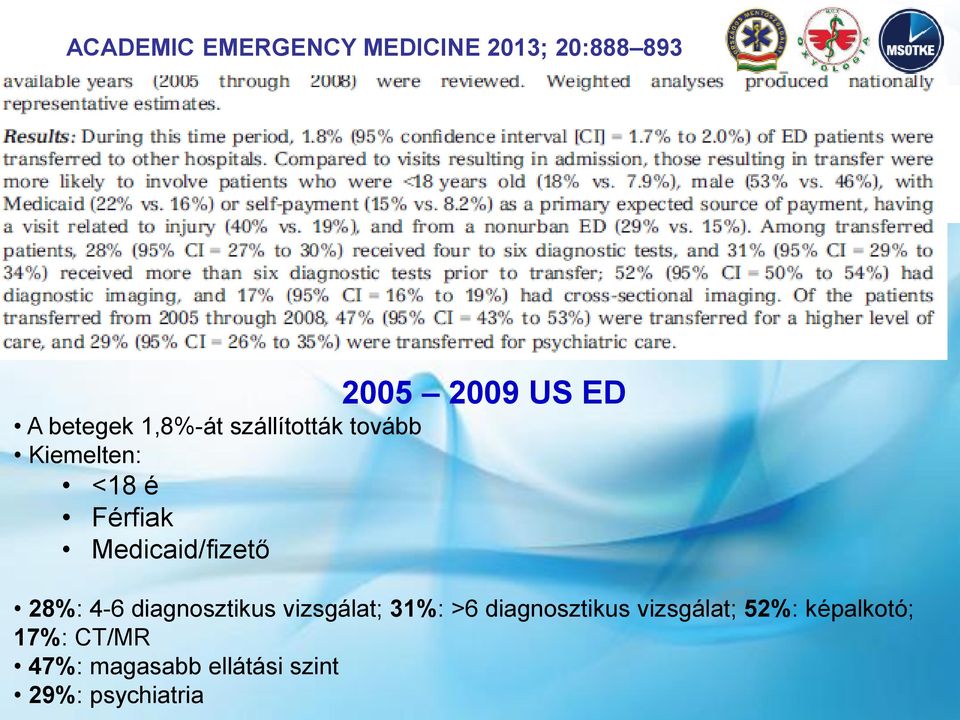 Medicaid/fizető 28%: 4-6 diagnosztikus vizsgálat; 31%: >6