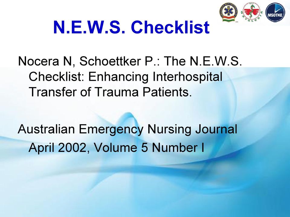 Checklist: Enhancing Interhospital Transfer of