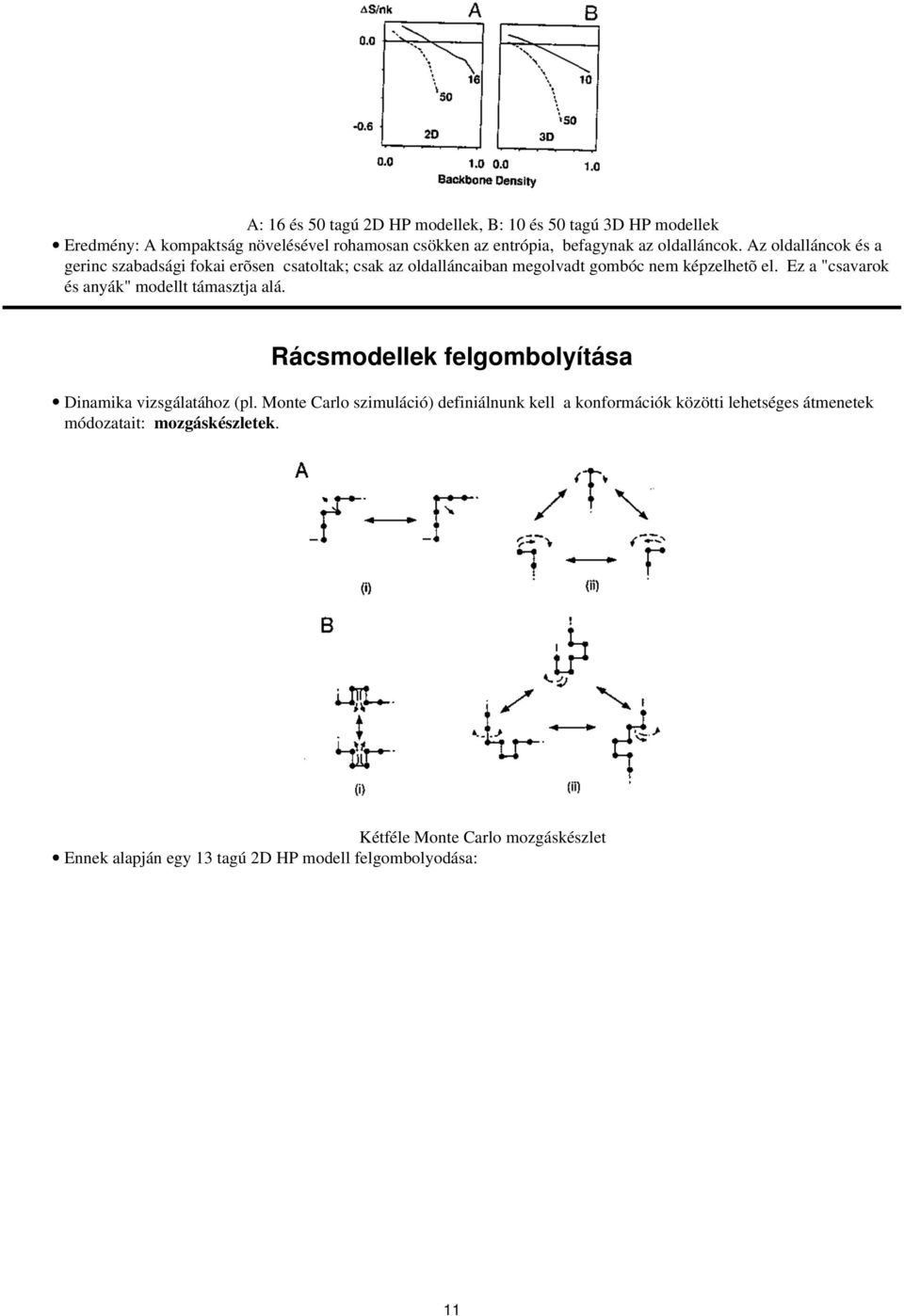 Ez a "csavarok és anyák" modellt támasztja alá. Rácsmodellek felgombolyítása Dinamika vizsgálatához (pl.