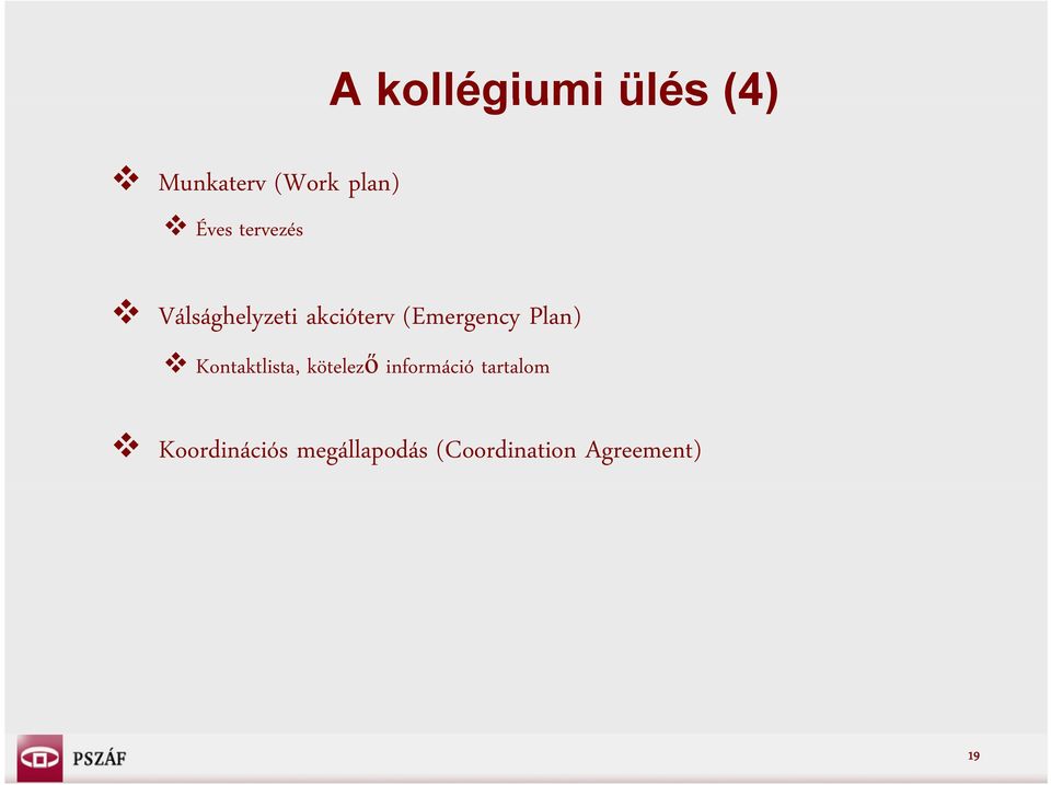 Plan) Kontaktlista, kötelező információ tartalom