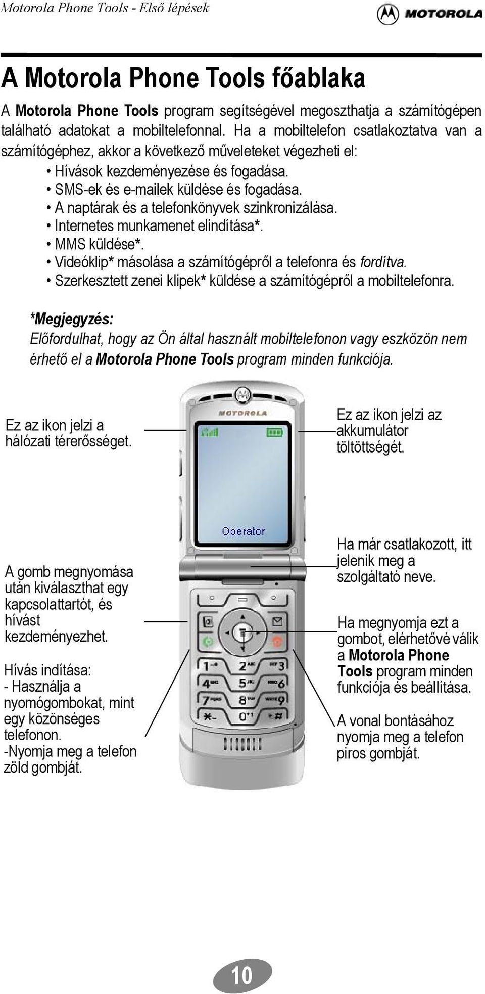 A naptárak és a telefonkönyvek szinkronizálása. Internetes munkamenet elindítása*. MMS küldése*. Videóklip* másolása a számítógépről a telefonra és fordítva.