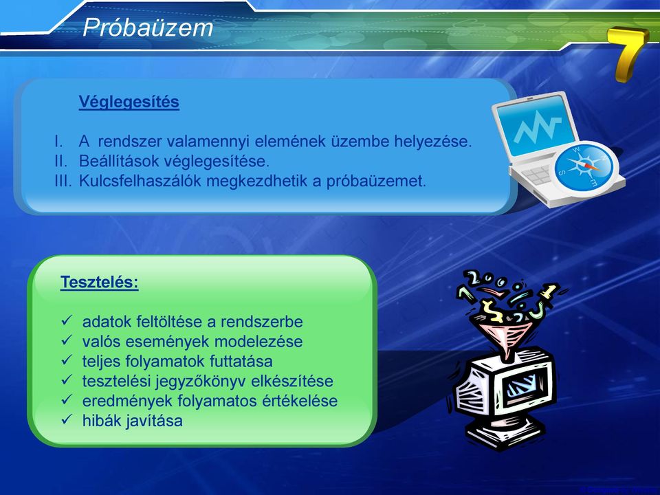 Tesztelés: adatok feltöltése a rendszerbe valós események modelezése teljes