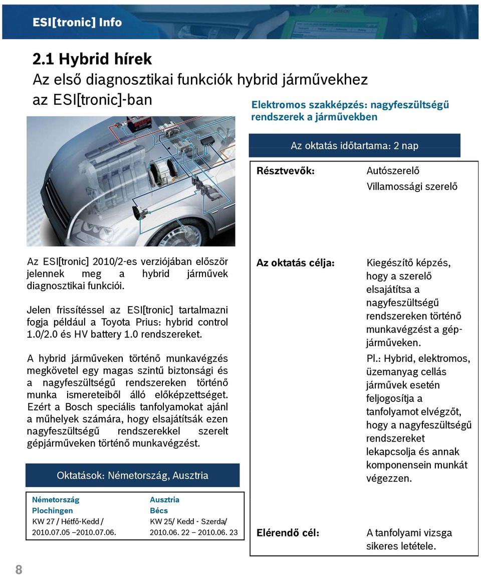Jelen frissítéssel az ESI[tronic] tartalmazni fogja például a Toyota Prius: hybrid control 1.0/2.0 és HV battery 1.0 rendszereket.