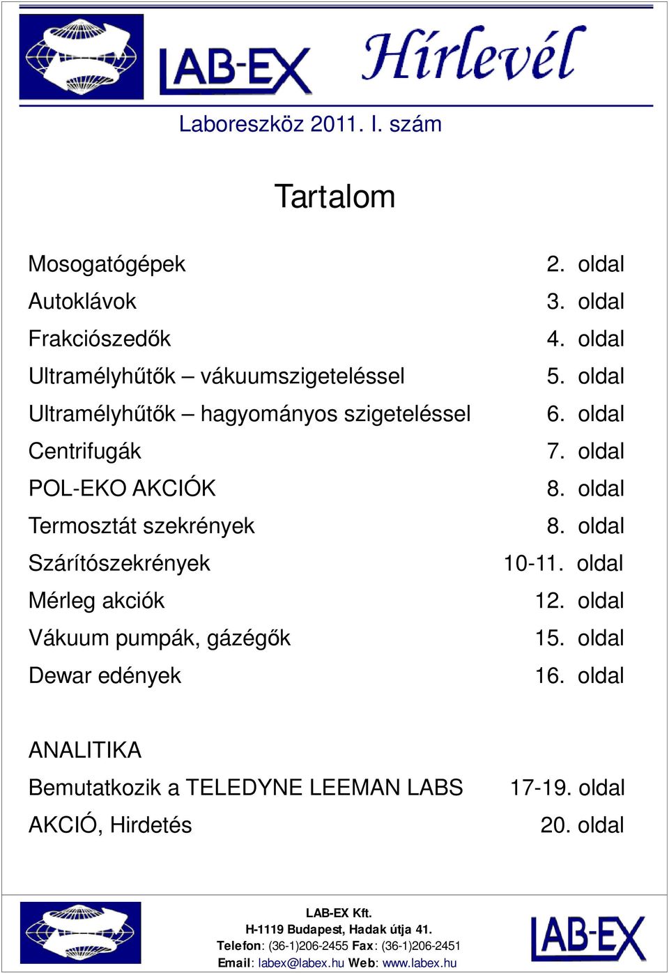 Laboreszköz I. szám. Tartalom - PDF Ingyenes letöltés