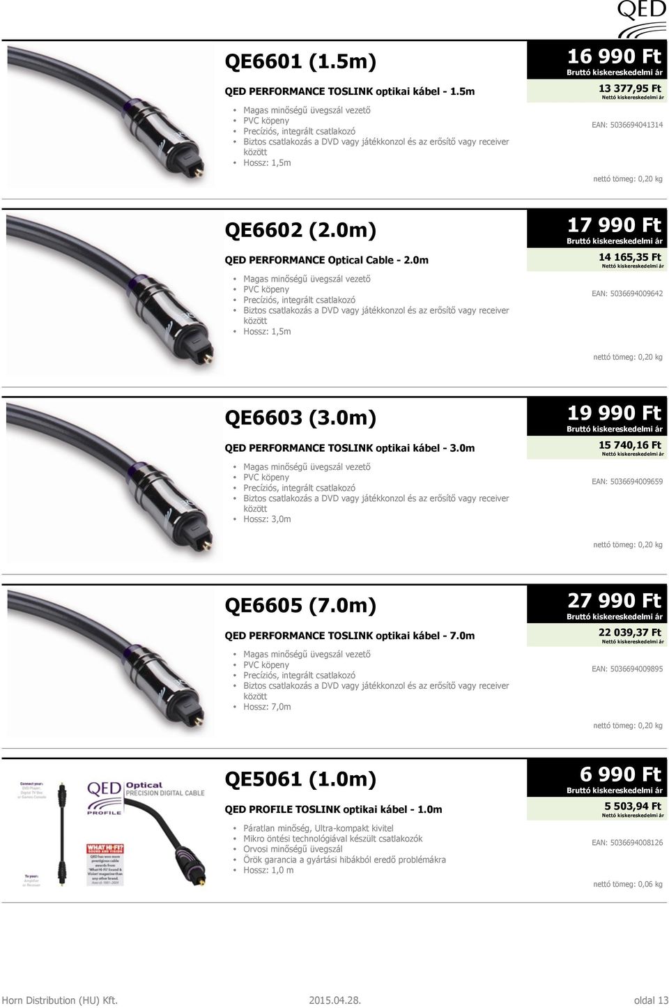 0m) QED PERFORMANCE Optical Cable - 2.