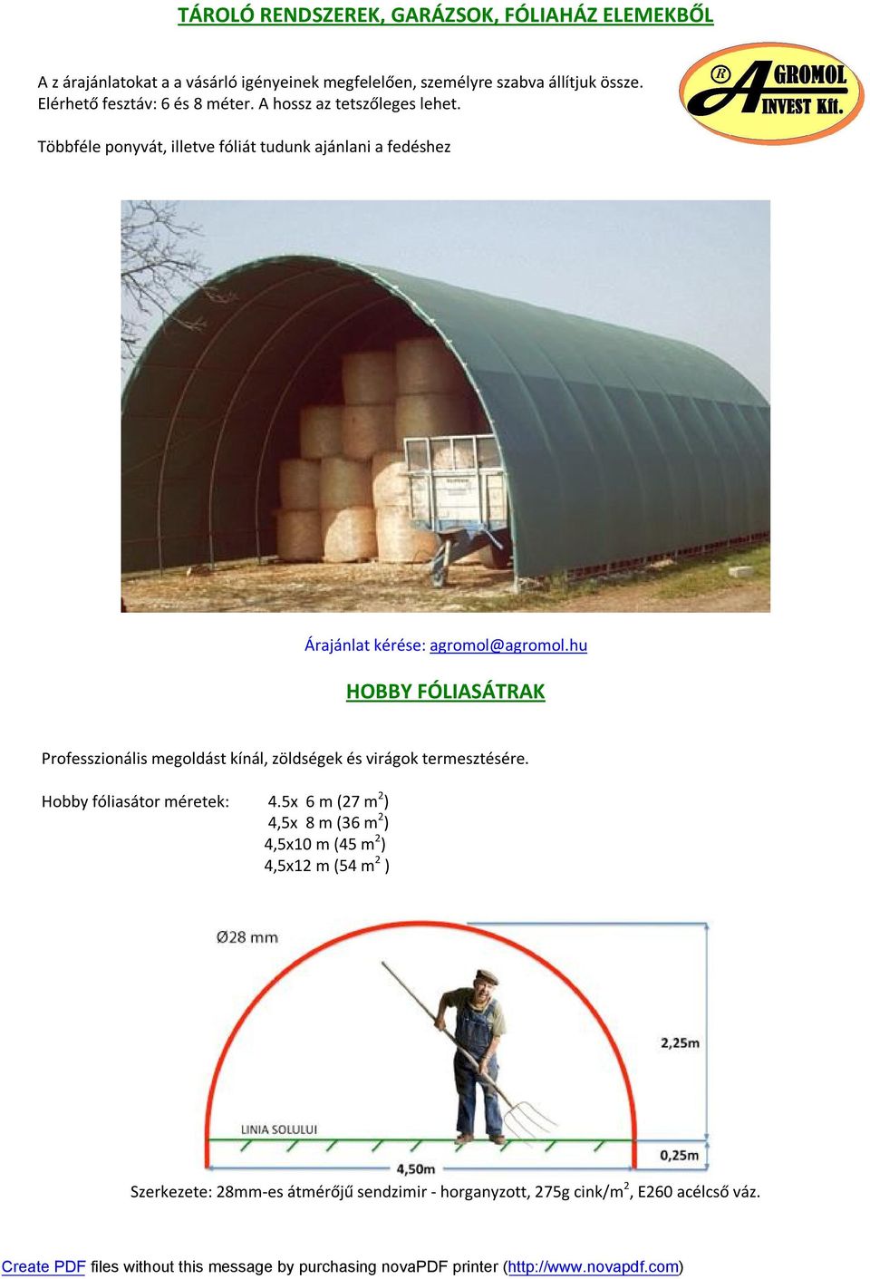 Fóliasátor ST6 6 x 16 m, 96 m 2 (szimpla fólia) - PDF Free Download