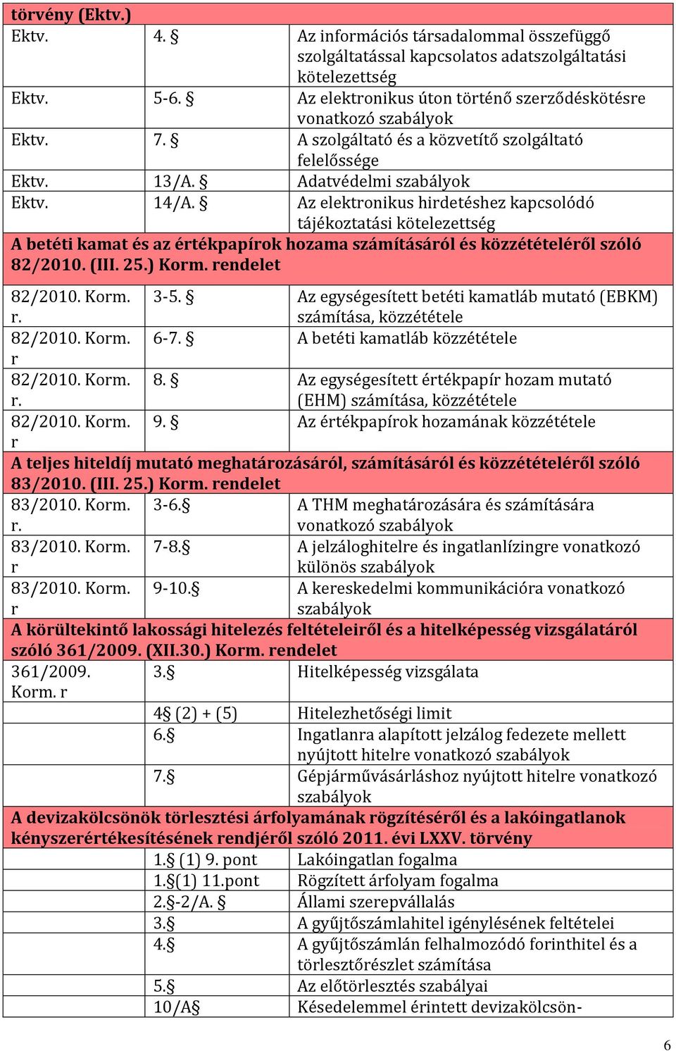 Az elektronikus hirdetéshez kapcsolódó tájékoztatási kötelezettség A betéti kamat és az értékpapírok hozama számításáról és közzétételéről szóló 82/2010. (III. 25.) Korm. rendelet 82/2010. Korm. 3-5.