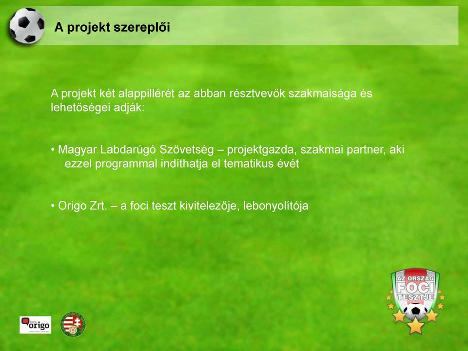 Szövetség projektgazda, szakmai partner, aki ezzel programmal