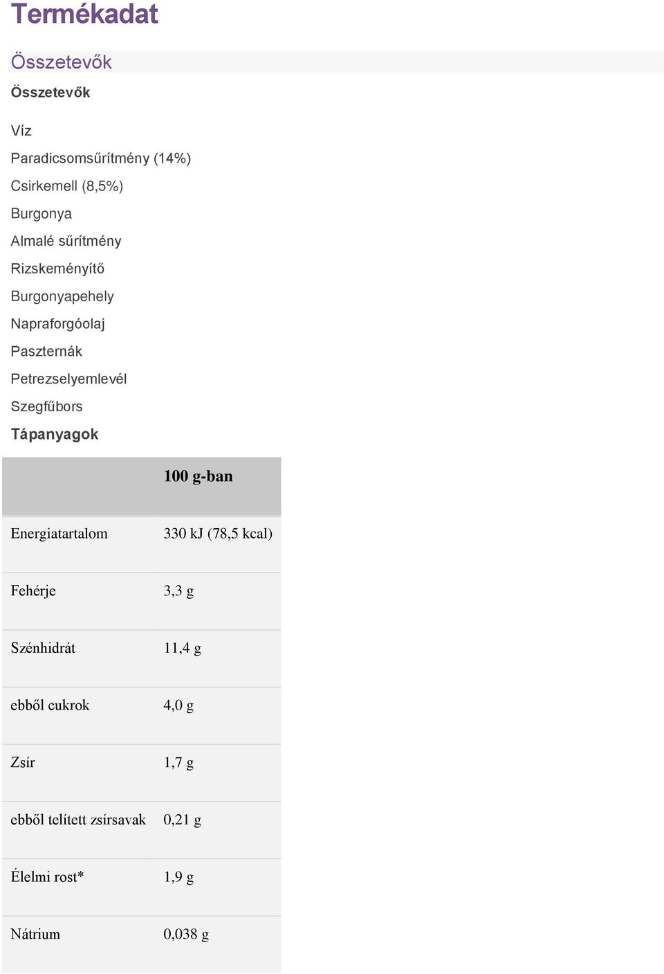 Szegfűbors Tápanyagok 100 g-ban Energiatartalom 330 kj (78,5 kcal) Fehérje 3,3 g Szénhidrát