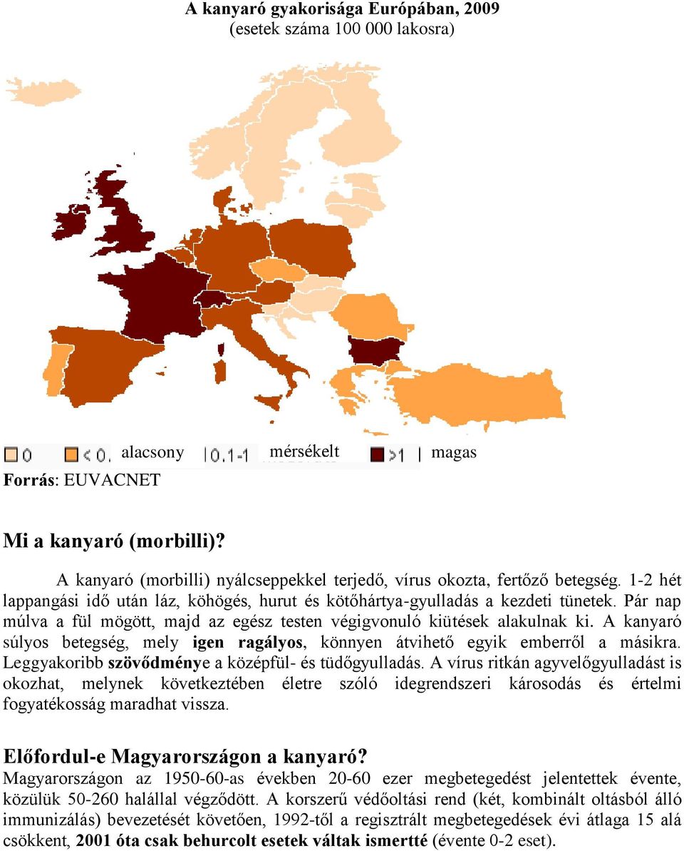 Pár nap múlva a fül mögött, majd az egész testen végigvonuló kiütések alakulnak ki. A kanyaró súlyos betegség, mely igen ragályos, könnyen átvihető egyik emberről a másikra.