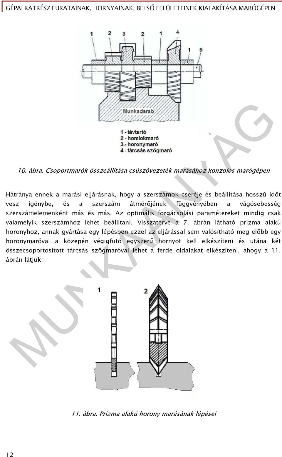 szerszám átmérőjének függvényében a vágósebesség szerszámelemenként más és más. Az optimális forgácsolási paramétereket mindig csak valamelyik szerszámhoz lehet beállítani.
