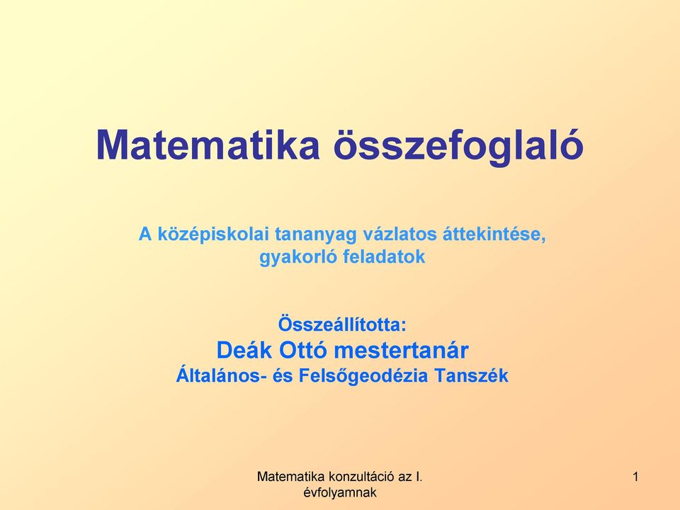 Matematika összefoglaló - PDF Free Download