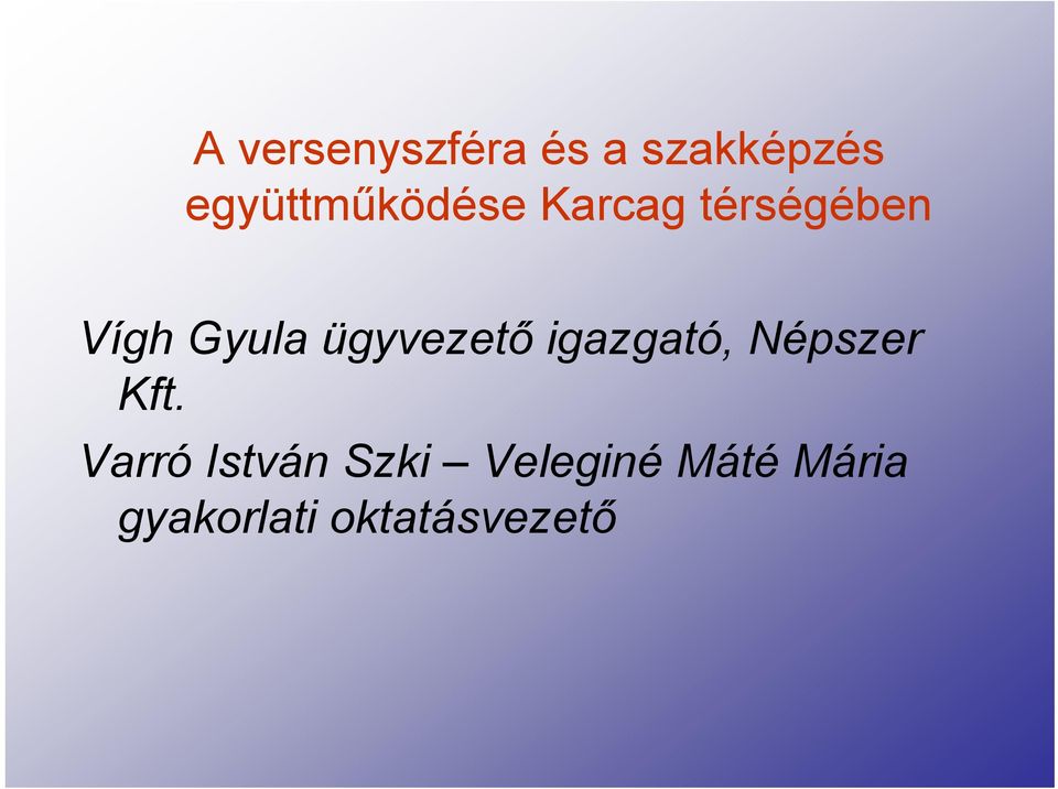 Gyula ügyvezető igazgató, Népszer Kft.