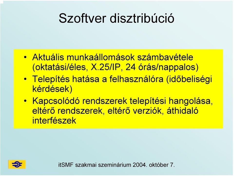 25/IP, 24 órás/nappalos) Telepítés hatása a felhasználóra